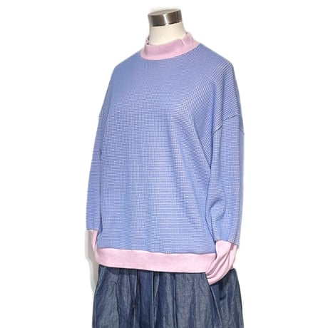 TigreBrocante"hapy waffle mock neck rib tee"(blue)women's