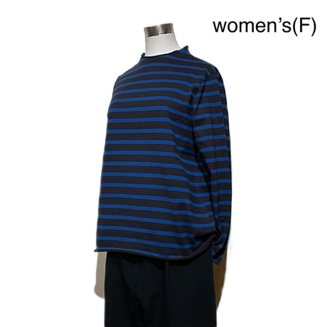 TigreBrocante"light border 天竺 bottle neck 9分袖 T"(sumikuro)unisex
