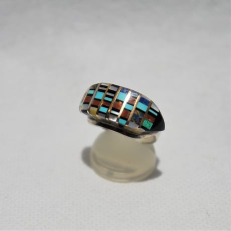 indian jewelry "zuni 70s～80s old"mosaic inlay