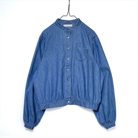 TigreBrocante"6oz denim stand gather blouse"(inidigo fade)women's