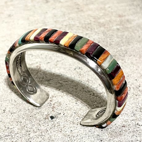 indian jewelry "Ray Adakai(navajo)" multi inlay bangle (M)