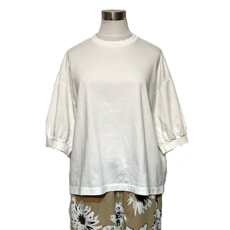 TigreBrocante"アルビニコットン天竺 ギャザー 6分袖 T"(white)women's