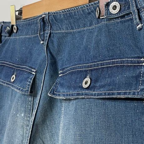 H.UNIT "Denim fatigue pants used wash" (indigo) unisex