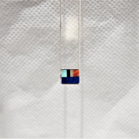 indian jewelry "Kris Sekaquaptewa(hopi)"Inlay Cube Pendant Small