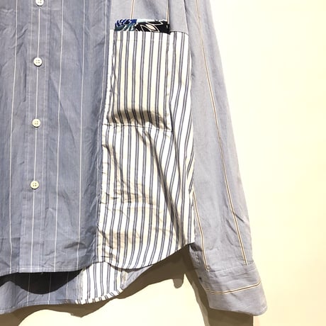 H.UNIT "stripe crazy L/S shirts" (white) unisex