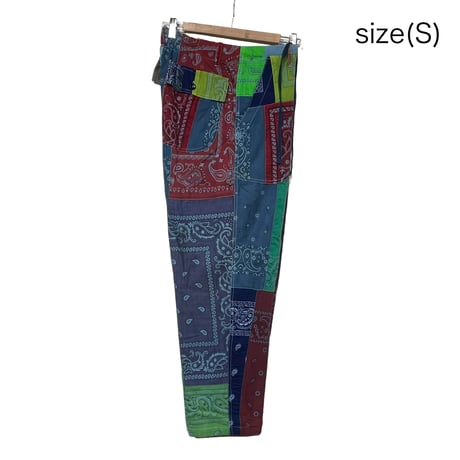 Slow Hands ”bandana patchwork army pants" (unisex)size-S