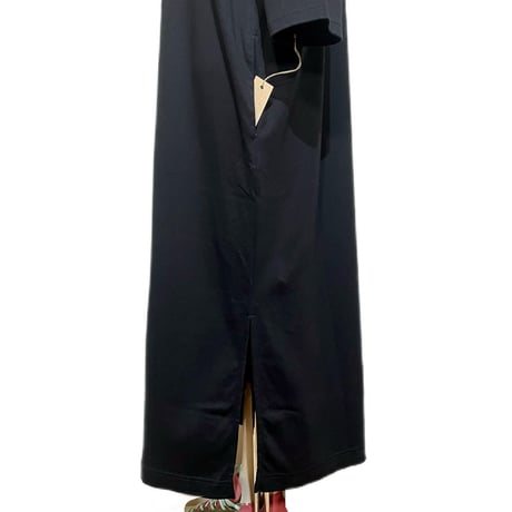 Linen ya"Half Sleeve T-shirs onepiece"(black)women' s