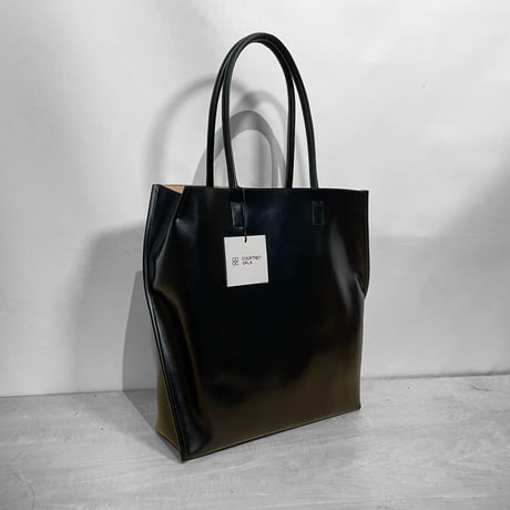 Courtney orla "slope tote w shoulder handle" PVC×LEATHER (black×iviory)