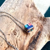 indian jewelry "Kris Sekaquaptewa(hopi)"Inlay Cube Pendant large
