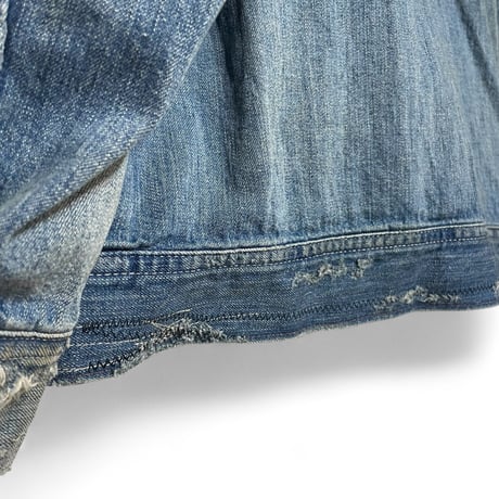 H.UNIT "denim zip work jacket customized" (indigo) unisex