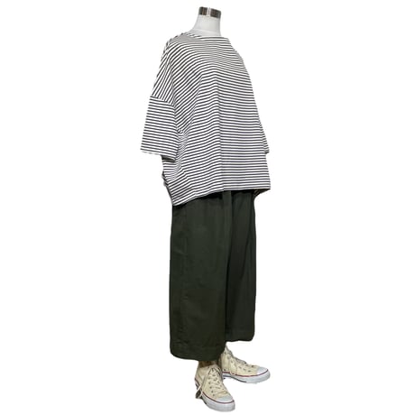 TigreBrocante"zinbabwe wide 8分丈 pants“(khaki)women's