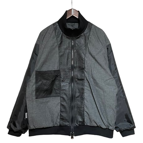 yoused"militaly leather rib jacket"(black)unisex