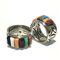 indian jewelry “ray adakai(navajo) “ muti inlay ring