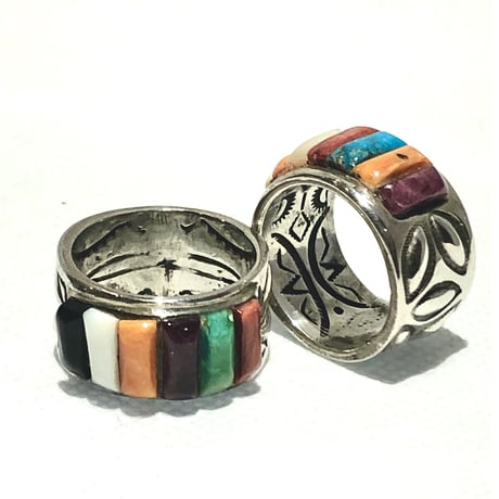 indian jewelry “ray adakai(navajo) “ muti inlay ring