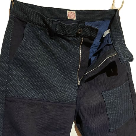 FUNSET OF ART “indigo sashiko patchwork genova pants"(indigo)unisex