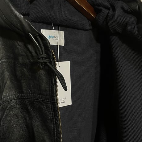 yoused"remake leather  thermal parka"(black)unisex