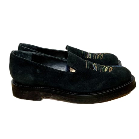 UNMARKED "embroidery loafers with crepe sole" black (mens)