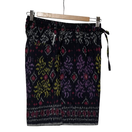 Jawndi "kasuri easy short pants" (black×purple)