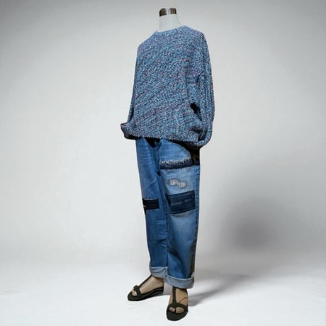 eyya"mixed cotton rib knit crew neck"(blue mix)unisex