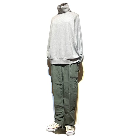 Linen ya"cotton×polyester dolman sleeve high neck"(gray)women's