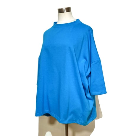Linen ya"delave quater sleeve T-shirs"(cyan blue)women's