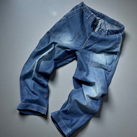 H.UNIT "Denim fatigue pants used wash" (indigo) unisex