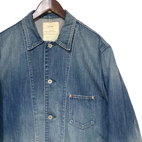 H.UNIT "9oz soft denim coveralls used wash" (indigo) unisex