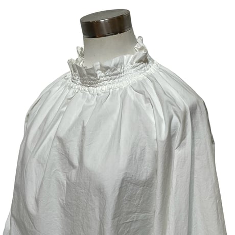 TigreBrocante"cotton typewriter shirring blouse"(white)women's