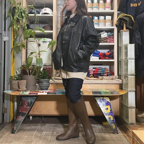 yoused"all leather drivers jacket"(black)unisex