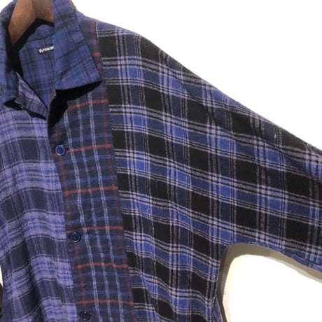TigreBrocante"mix flannel check stallman coat"(purple)unisex