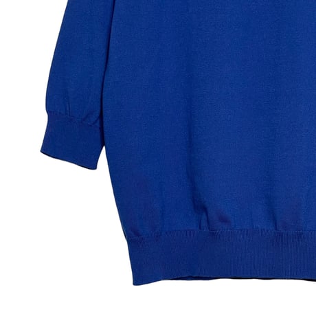 Linen ya"crewneck quater sleeve cotton knit"(blue)women's