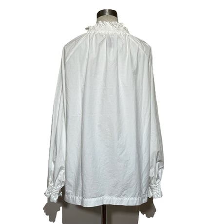 TigreBrocante"cotton typewriter shirring blouse"(white)women's