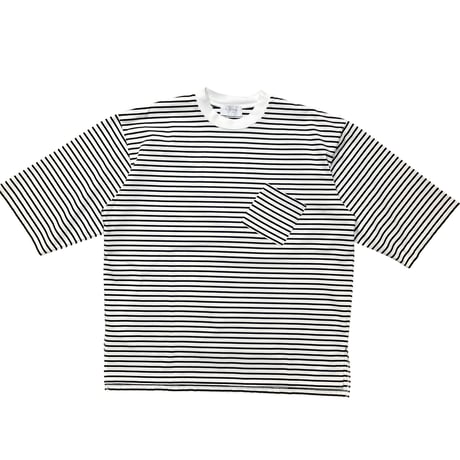 FLISTFIA"1/2 sleeve side slit T-shirts"(white×black) unisex