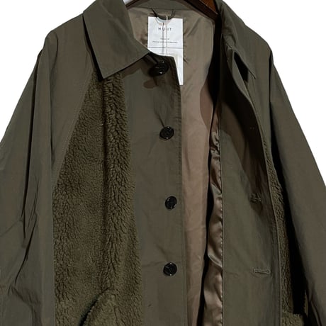 H.UNIT "nylon × boa switching coat" (khaki) unisex