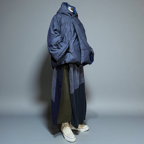 Slow Hands "poncho down parka reversible"(denim×blue)r