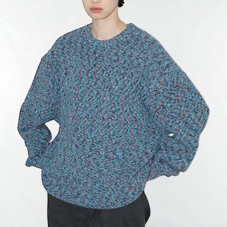 eyya"mixed cotton rib knit crew neck"(blue mix)unisex