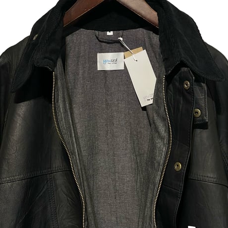 yoused"all leather drivers jacket"(black)unisex