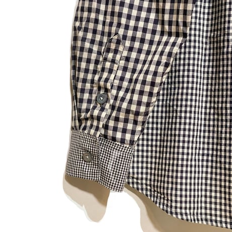 FUNSET OF ART “gimgham check norm shirts"(navy)unisex