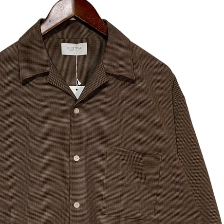 FLISTFIA"open collar long sleeve shirts"(camel×black) unisex