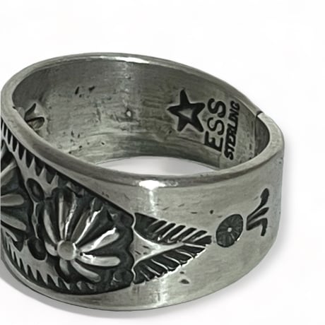 indian jewelry " Edison Sandy Smith(navajo)" emboss stampwork ring (16)