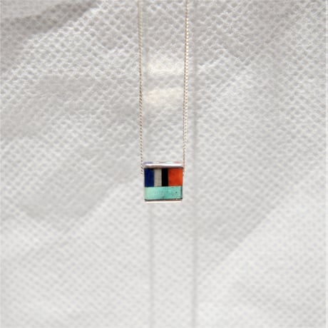 indian jewelry "Kris Sekaquaptewa(hopi)"Inlay Cube Pendant Small