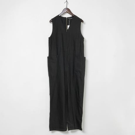 TigreBrocante"high density linen v-neck box salopette"(black)women's