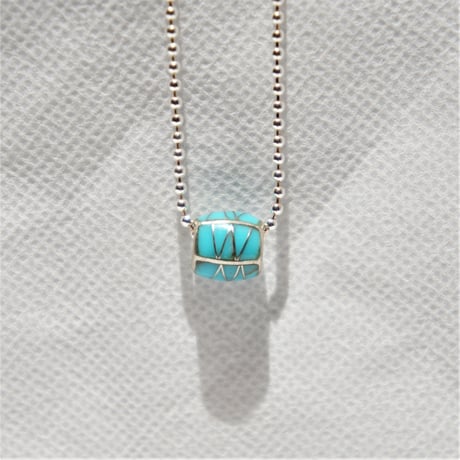 indian jewelry "Edwin Kin(navajo)"turquoise Inlay charm top L