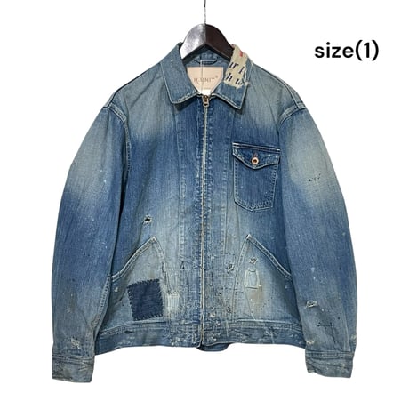 H.UNIT "denim zip work jacket customized" (indigo) unisex