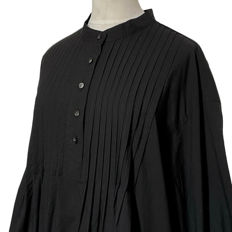 Linen ya"pin tuck blouse P/O"(black)women's