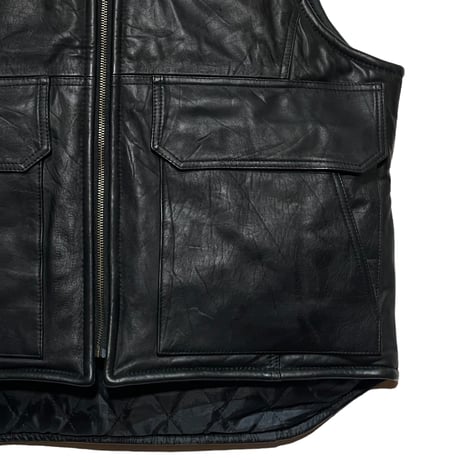 yoused"Remake rib collar down vest"(black)unisex