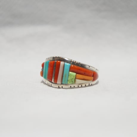 indian jewelry "David Tune(navajo)"multi inlay ring