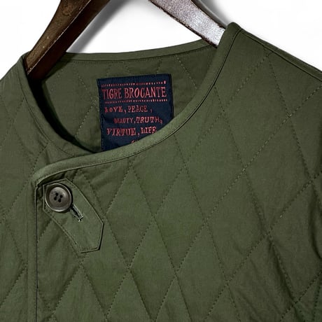 TigreBrocante"nylon twill quilting liner half coat“(khaki)women's