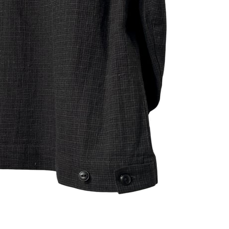 H.UNIT"C/L check open collar long sleeves shirt"(black) unisex