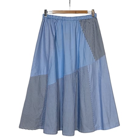 TigreBrocante"stripe mix flare random patch skirt"(blue)women's